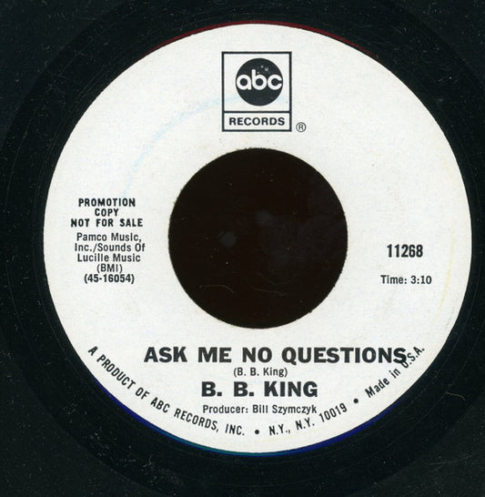 B.B. King : Hummingbird / Ask Me No Questions (7", Single, Promo)