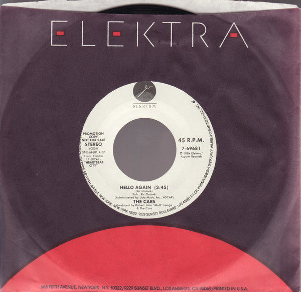 The Cars : Hello Again (7", Single, Promo, Spe)