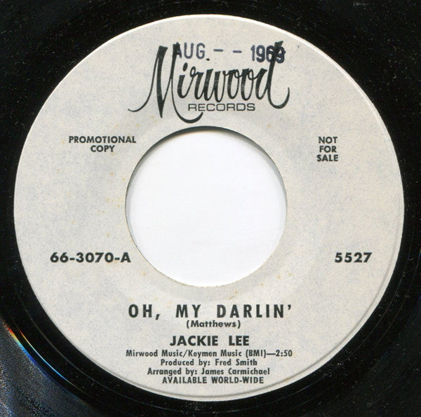 Jackie Lee : Oh, My Darlin' (7", Promo)