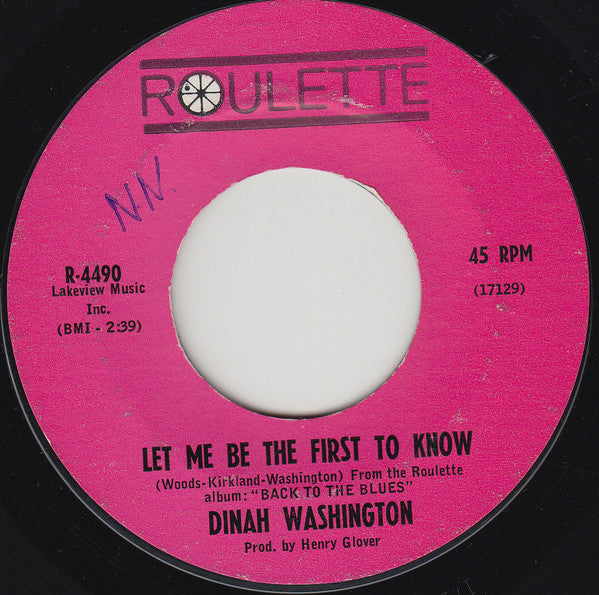Dinah Washington : Soulville / Let Me Be The First To Know (7", Single, Styrene)