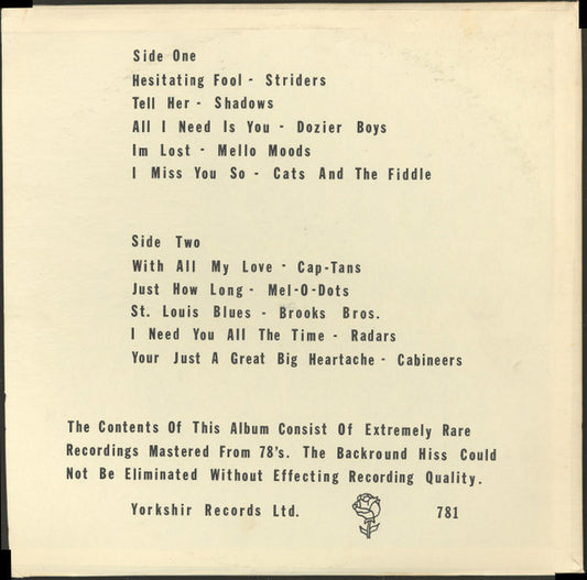 Various : Vocal Groups 1940's And 1950's Collectors Series Volume One (LP, Comp, Mono)
