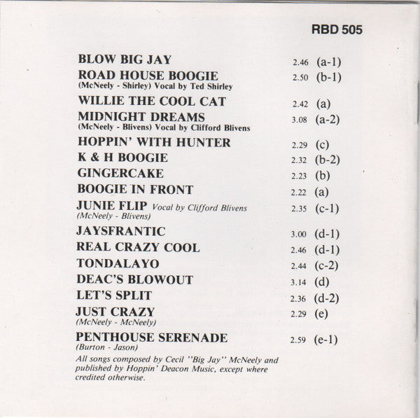 Big Jay McNeely : Roadhouse Boogie (CD, Mono)