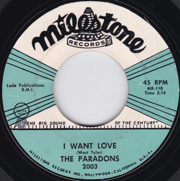 The Paradons : Diamonds And Pearls / I Want Love (7", Single, Styrene)
