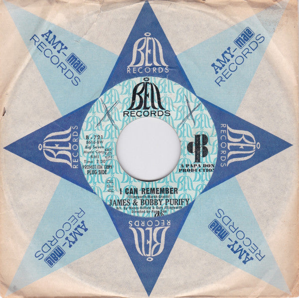 James & Bobby Purify : I Can Remember (7", Single, Promo, Styrene)
