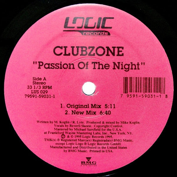 Clubzone Featuring Ricardo Lyte And Beverley Skeete : Passion Of The Night / Hands Up '95 (12")