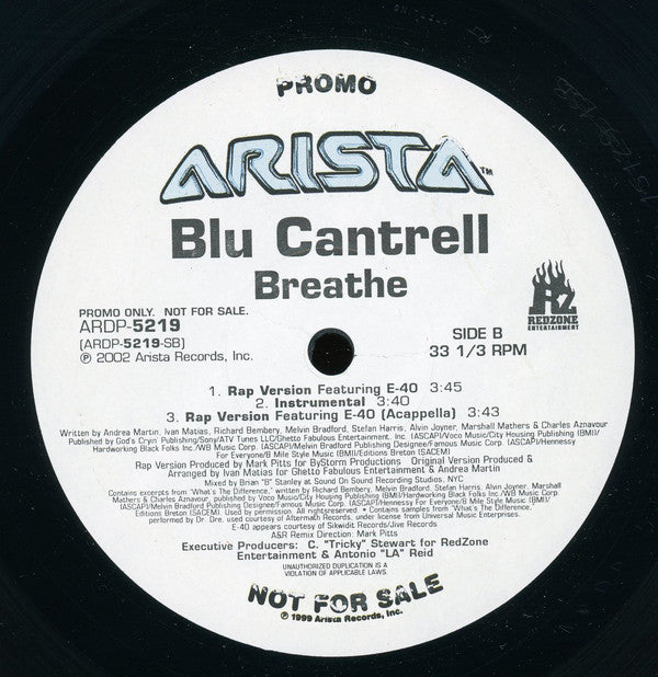 Blu Cantrell : Breathe (12", Single, Promo)