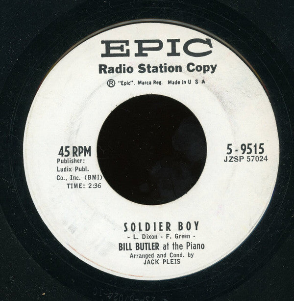 Bill Butler (7) : Bill Butler At The Piano - Just For Tonight / Soldier Boy (7", Single, Promo)