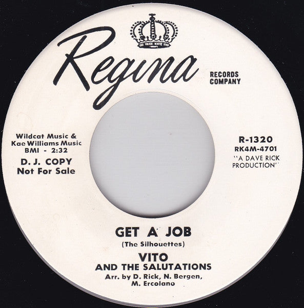 Vito & The Salutations : Girls I Know (7", Single, Promo)