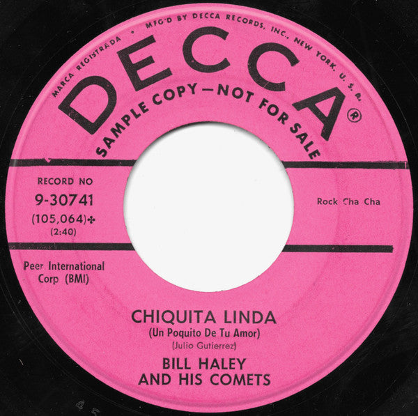 Bill Haley And His Comets : Whoa Mabel! / Chiquita Linda (Un Poquito De Tu Amor) (7", Single, Promo)