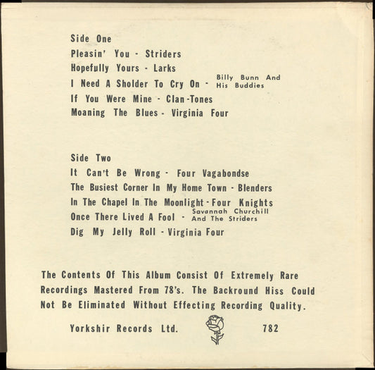 Various : Vocal Groups 1940’s And 1950’s Collectors Series: Volume Two (LP, Comp, Mono)
