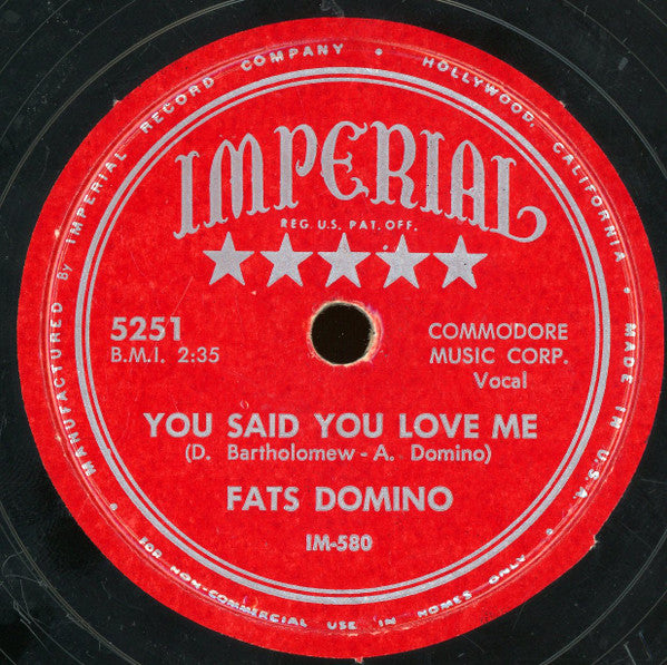 Fats Domino : Rose Mary / You Said You Love Me (Shellac, 10")