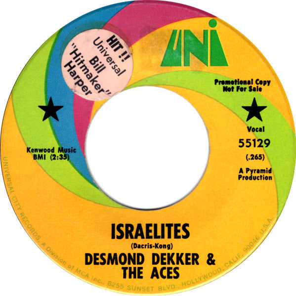 Desmond Dekker & The Aces : Israelites (7", Single, Promo)