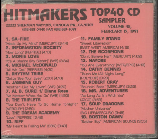 Various : Hitmakers Top 40 CD Sampler Volume 48 February 15, 1991 (CD, Promo, Smplr)