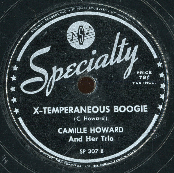 Camille Howard And Her Trio : You Don't Love Me / X-Temperaneous Boogie (Shellac, 10")