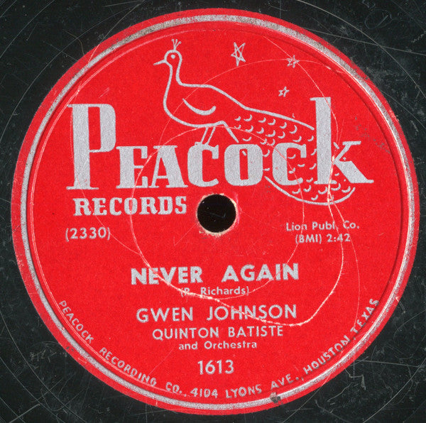 Gwen Johnson : New Orleans / Never Again (Shellac, 10")