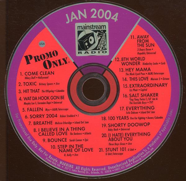 Various : Promo Only Mainstream Radio: January 04 (CD, Comp, Promo)