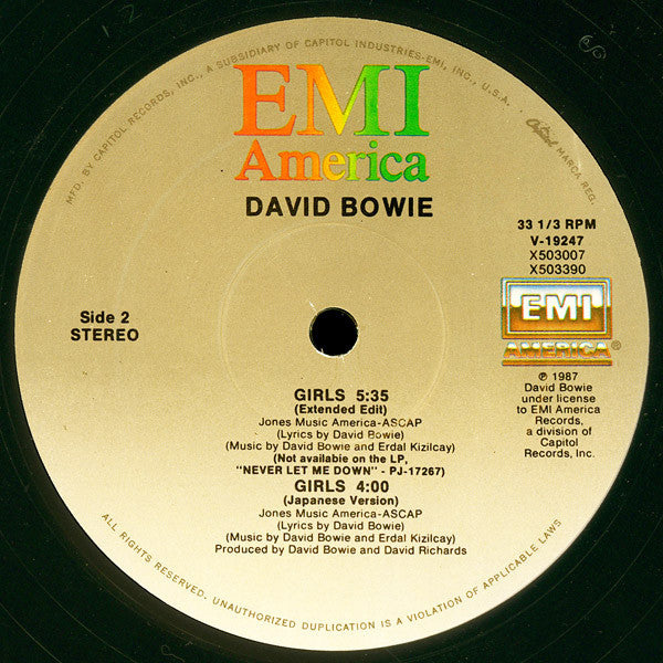 David Bowie : Time Will Crawl (Extended Dance Mix) (12", Single)