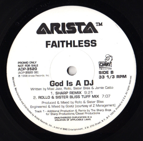 Faithless : God Is A DJ (12", Promo)