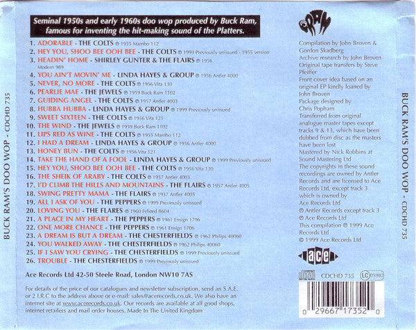 Various : Buck Ram's Doo Wop (CD, Comp)