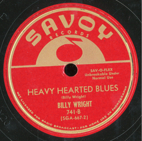 Billy Wright : After Dark Blues / Heavy Hearted Blues (10")