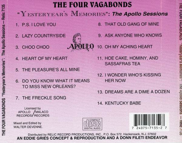 The Four Vagabonds : Yesteryear's Memories (CD, Comp)