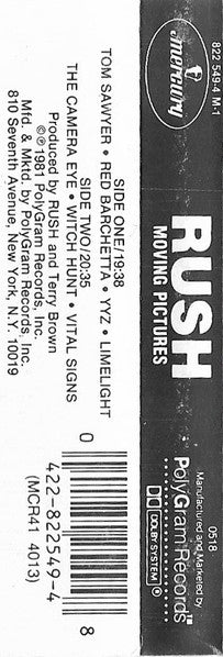 Rush : Moving Pictures (Cass, Album, 72,)