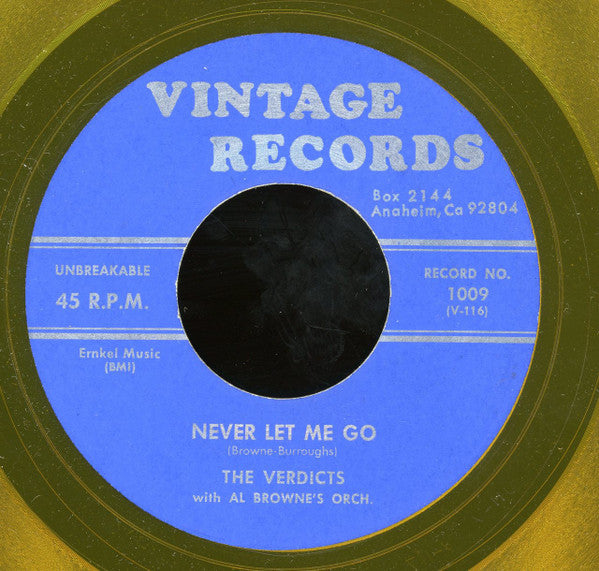 The Verdicts (3) With Al Browne And His Orchestra : Never Let Me Go (7", Yel)
