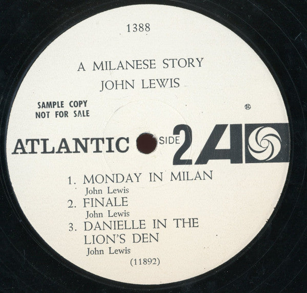 John Lewis (2) : A Milanese Story (Original Soundtrack) (LP, Album, Mono, Promo)