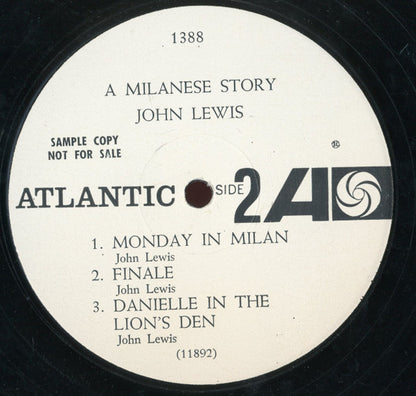John Lewis (2) : A Milanese Story (Original Soundtrack) (LP, Album, Mono, Promo)
