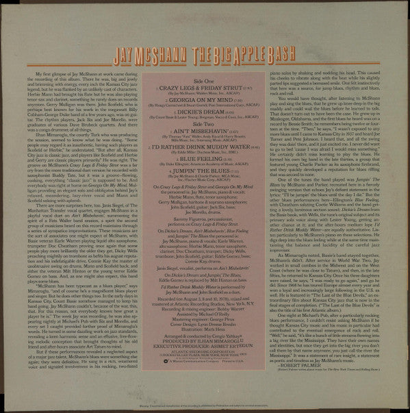 Jay McShann : The Big Apple Bash (LP, Album, PR )
