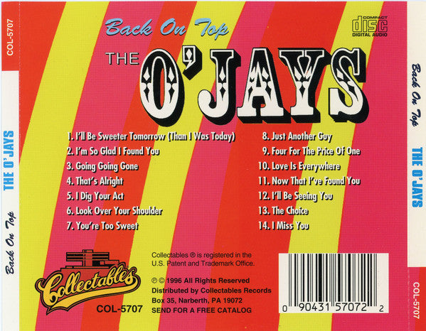 The O'Jays : Back On Top (CD, Album, RE)