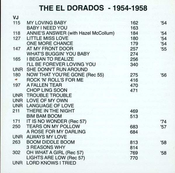 The El Dorados : The Eldorados Featuring Pirkle Lee Moses, Jr. (CD, Mono, Unofficial)