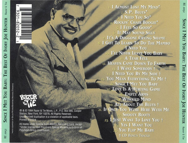 Ivory Joe Hunter : Since I Met You Baby: The Best Of Ivory Joe Hunter (CD, Comp)