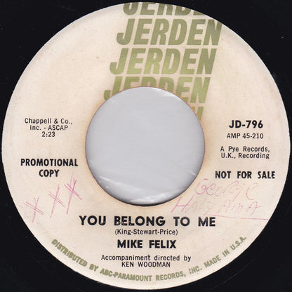 Mike Felix : You Belong To Me / Booga Dee (7", Promo, Whi)