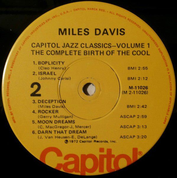 Miles Davis And His Orchestra : The Complete Birth Of The Cool (LP, Album, Comp, Mono, RE, Win)