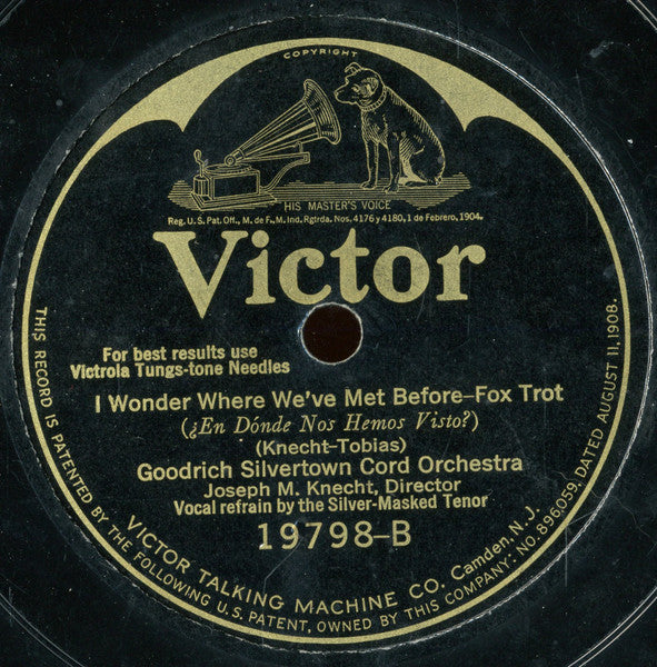 B.F. Goodrich Silvertown Cord Orchestra : Carolina Sweetheart / I Wonder Where We've Met Before (Shellac, 10")