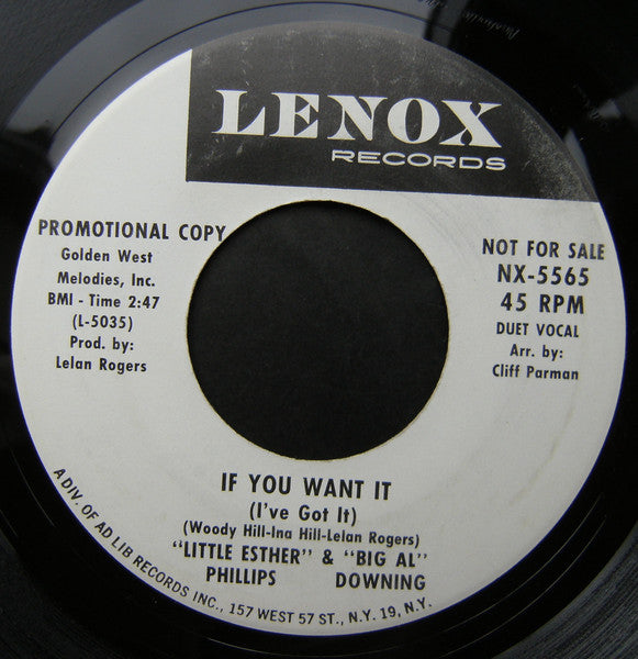 Esther Phillips & Al Downing : You Never Miss Your Water (Till The Well Runs Dry) / If You Want It (I've Got It) (7", Promo)