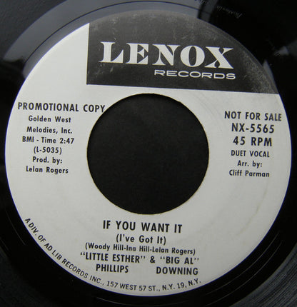 Esther Phillips & Al Downing : You Never Miss Your Water (Till The Well Runs Dry) / If You Want It (I've Got It) (7", Promo)