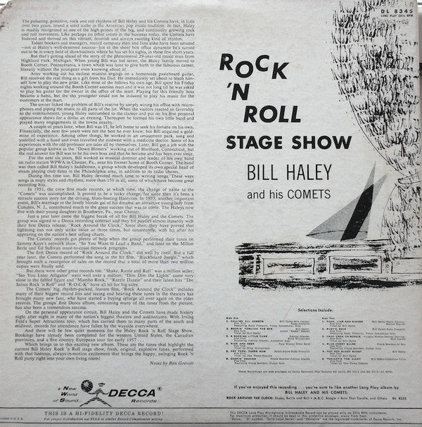 Bill Haley And His Comets : Rock 'n Roll Stage Show (LP, Album, Mono)