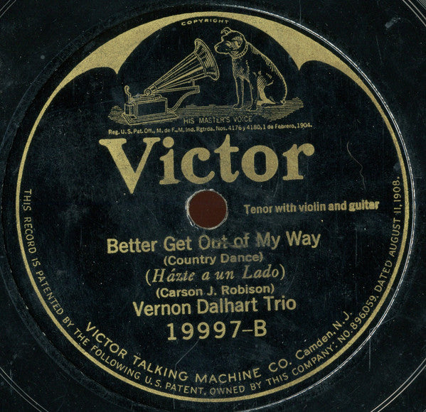 Vernon Dalhart Trio : Floyd Collins Waltz / Better Get Out Of My Way (Shellac, 10")