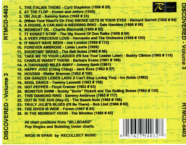 Various : Discovered Volume Three  (CD, Comp)