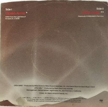 Journey : Open Arms (7", Single, Styrene, Pit)