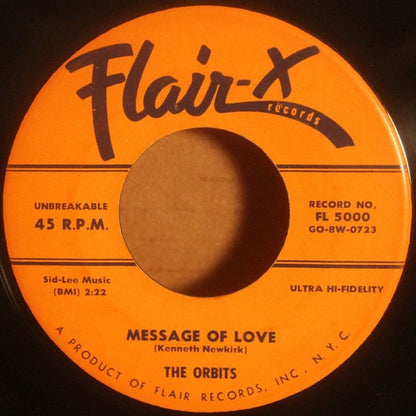 The Orbits (9) : Message Of Love / I Really Do (7")