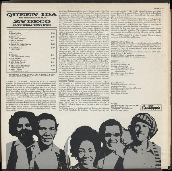 Queen Ida And The Bon Temps Zydeco Band : Queen Ida And The Bon Temps Band Play The Zydeco (LP, Album, Red)