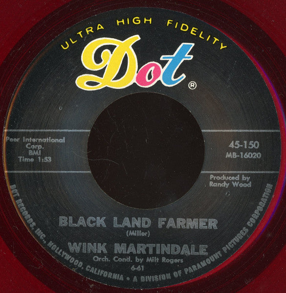 Wink Martindale : Black Land Farmer / Deck Of Cards (7", Red)