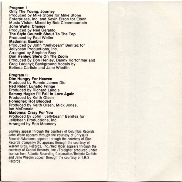 Various : Vision Quest (Original Motion Picture Soundtrack) (Cass, Album, Comp, Club, Dol)