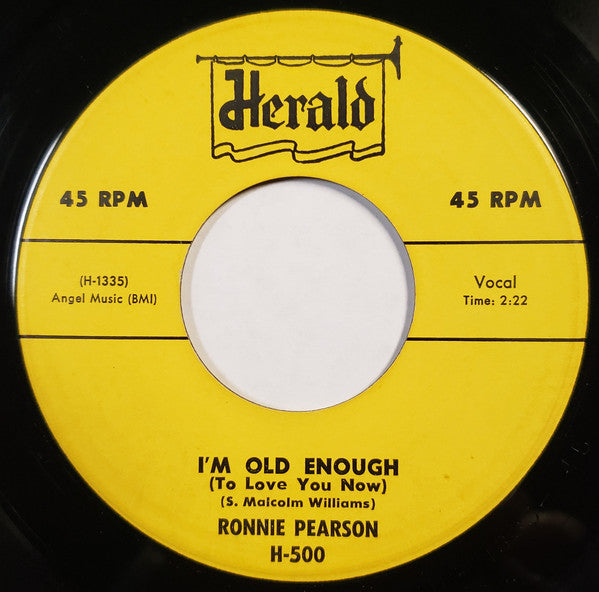 Ronnie Pearson : Hot Shot / I'm Old Enough (To Love You Now) (7", Single)