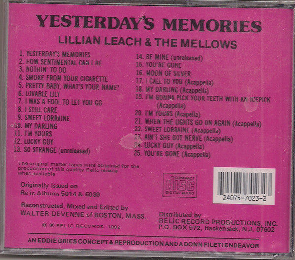 The Mellows : Yesterday's Memories (CD, Comp)