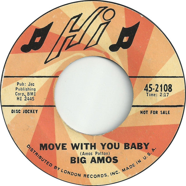 Big Amos : Move With You Baby (7", Single, Promo, Styrene)