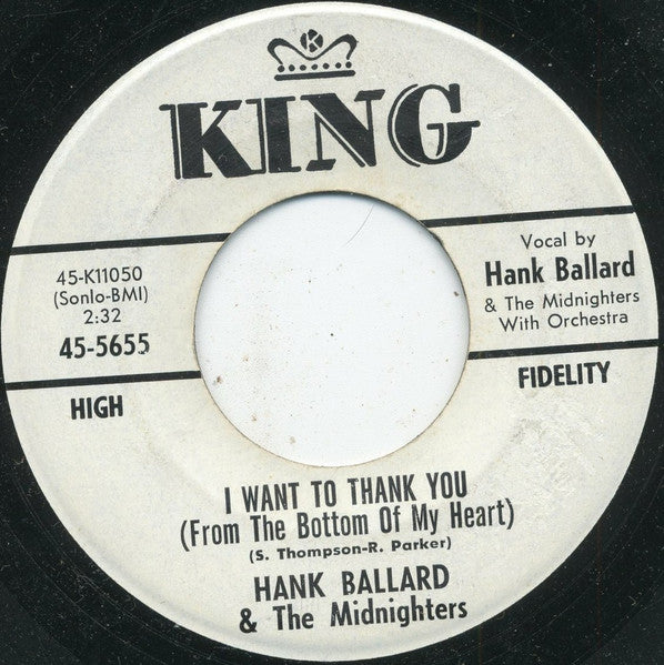 Hank Ballard & The Midnighters : I Want To Thank You (From The Bottom Of My Heart)  (7", Single, Promo)